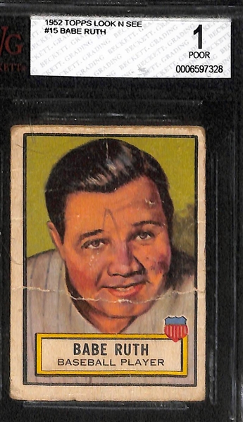 Lot of (2) 1952 Look 'N See Babe Ruth # 15 Graded PSA 3 and BGS 1