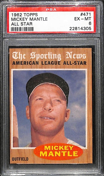 1962 Topps Mickey Mantle # 471 Graded PSA 6