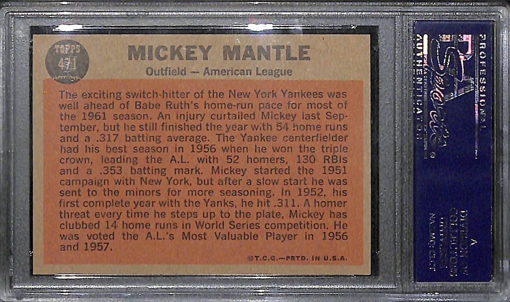 1962 Topps Mickey Mantle # 471 Graded PSA 6