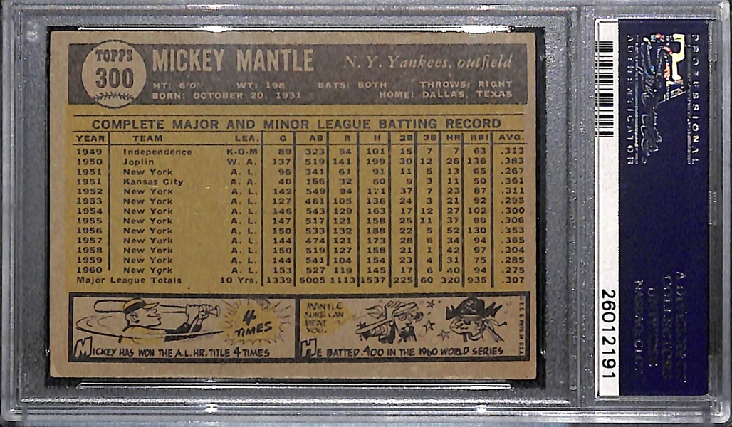 1961 Topps # 300 Mickey Mantle Graded PSA 3.5 