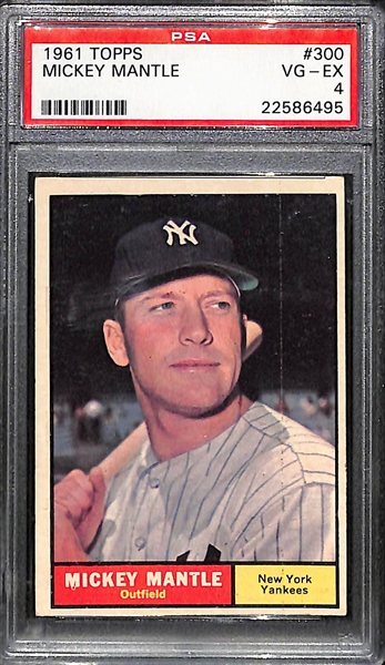 1961 Topps # 300 Mickey Mantle Graded PSA 4