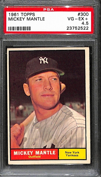 1961 Topps # 300 Mickey Mantle Graded PSA 4.5