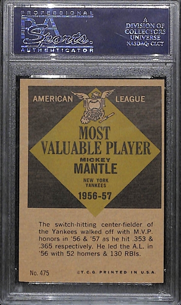 1961 Topps # 475 Mickey Mantle MVP Graded PSA 7 Near Mint