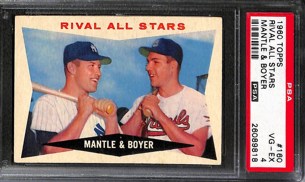 Lot of (3) 1960 Topps # 160 Rival All Stars Mantle & Boyer All PSA Graded