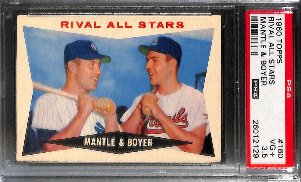 Lot of (3) 1960 Topps # 160 Rival All Stars Mantle & Boyer All PSA Graded