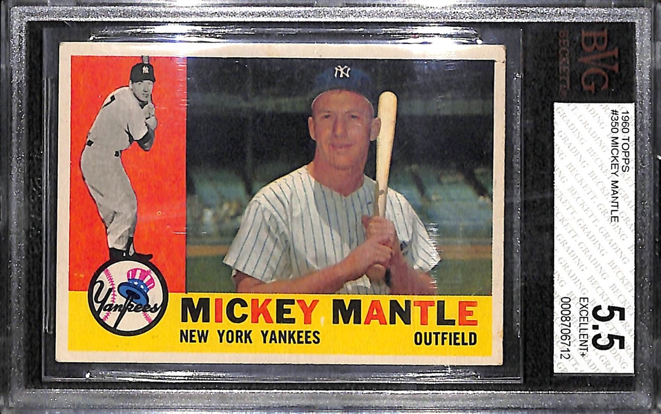 1960 Topps # 350 Mickey Mantle Graded BGS 5.5 