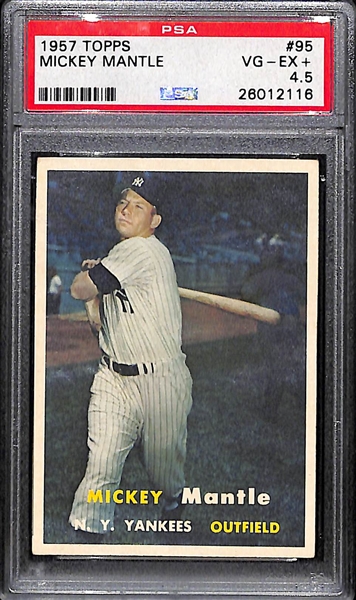 1957 Topps # 95 Mickey Mantle Graded PSA 4.5