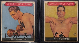 Lot of (2) 1933 Sport Kings Gum Boxing Cards w. Jack Dempsey & Wrestler Jim Londos