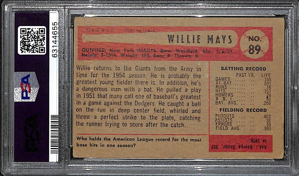 1954 Topps Bowman Willie Mays #89 Graded PSA 2