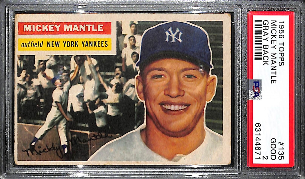 1956 Topps Mickey Mantle #135 Graded PSA 2