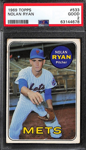 1969-1971 Nolan Ryan 5-Card PSA Lot - 1969 (PSA 2), 1970 (PSA 4), 1970 (PSA 3.5), 1971 (PSA 4), 1971 (PSA Authentic)