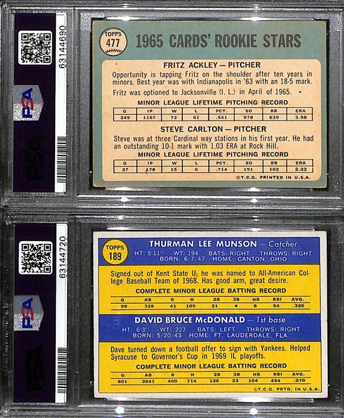 1965 Topps Steve Carlton Rookie (PSA 3) & 1970 Thurman Munson Rookie (PSA 5)