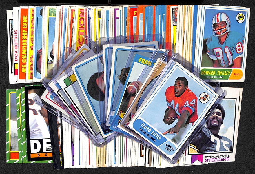  Lot of (150+) 1968-1986 Topps Football Star Cards w. 1968 Floyd Little Rookie Card