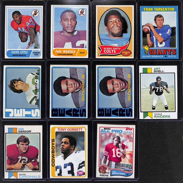  Lot of (150+) 1968-1986 Topps Football Star Cards w. 1968 Floyd Little Rookie Card