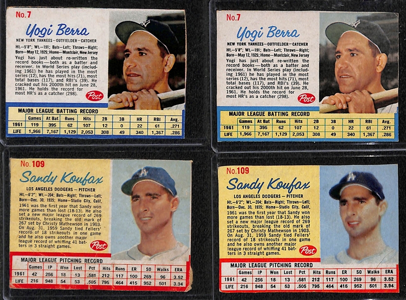  Lot of (250+) 1962 Post Cereal Cards w. Yogi Berra x2