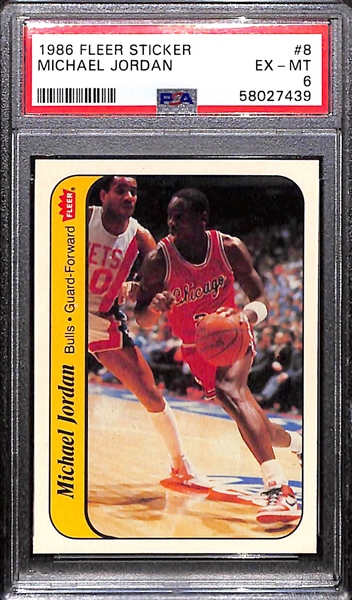 1986-87 Fleer Michael Jordan Rookie Sticker #8 Graded PSA 6