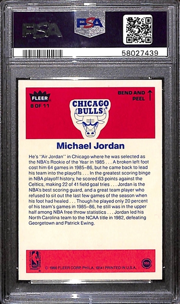 1986-87 Fleer Michael Jordan Rookie Sticker #8 Graded PSA 6