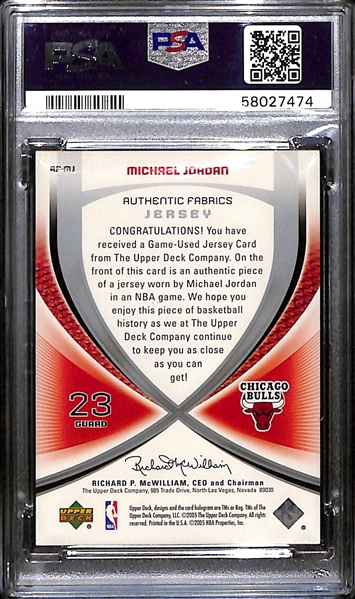2005 Upper Deck SP Game Used Michael Jordan Authentic Fabrics #AF-MJ Graded PSA 8