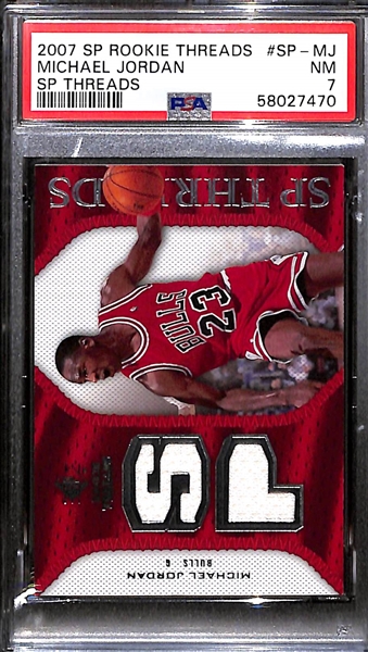 2007 SP Rookie Threads Michael Jordan Jersey Card #SP-MJ Graded PSA 7 NM