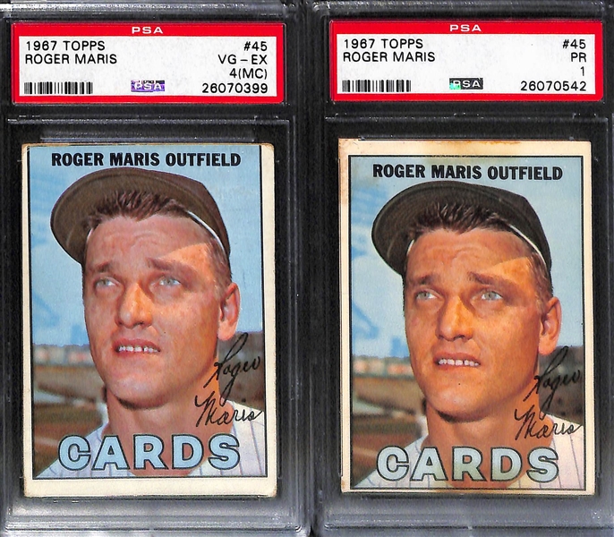 Lot of (10) Mostly 1960s PSA Graded Roger Maris Baseball Cards
