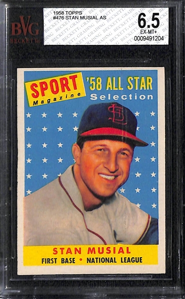Lot of (7) 1950s and 60s Graded Stan Musial Baseball Cards