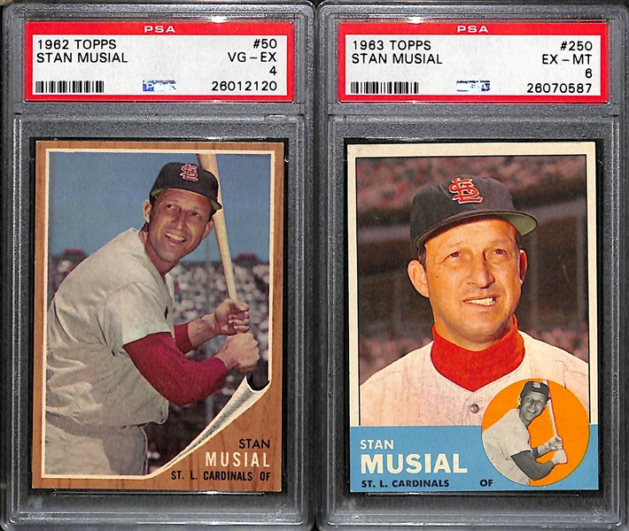 Lot of (7) 1950s and 60s Graded Stan Musial Baseball Cards