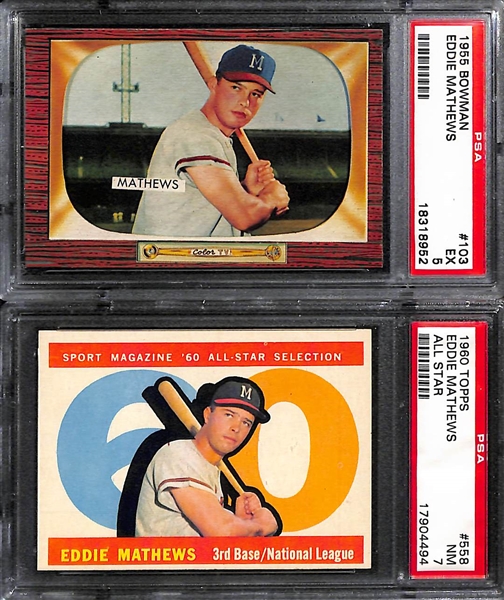 Lot of (7) 1950s and 60s Graded Eddie Mathews and Duke Snider Baseball Cards