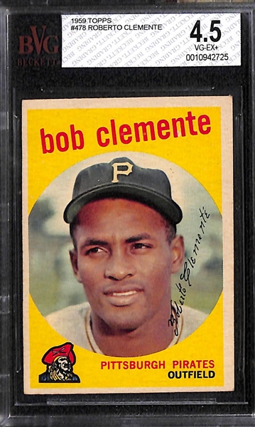 Lot of (5) 1950s and 60s Graded Roberto Clemente Baseball Cards