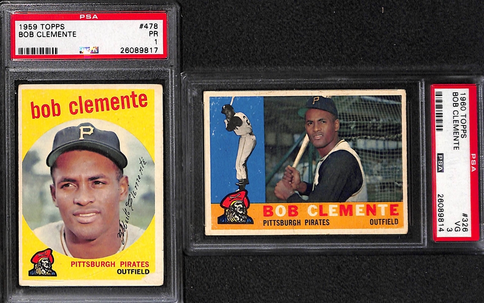Lot of (5) 1950s and 60s Graded Roberto Clemente Baseball Cards