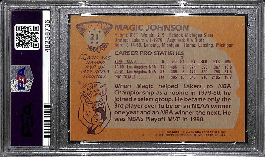 1981 Topps Magic Johnson # 21 Graded PSA 8