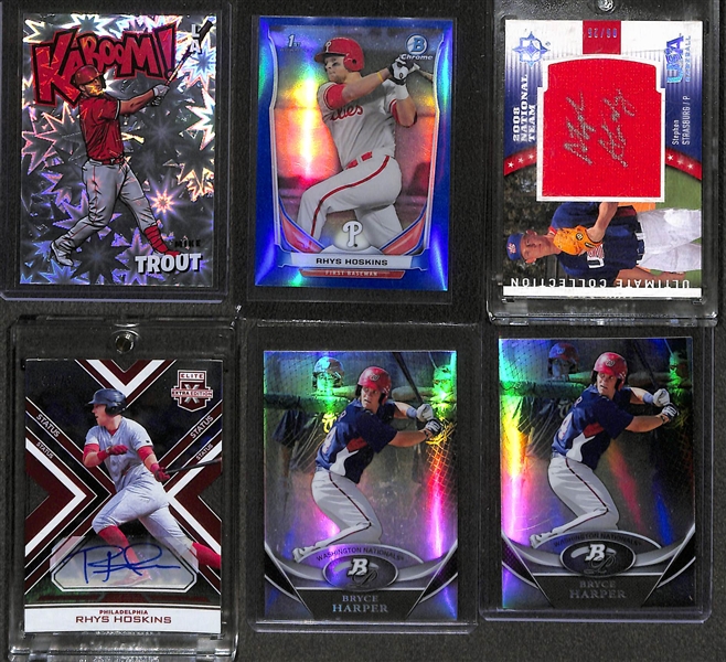 Lot of (6) Baseball Inserts and Autographs Feat. Mike Trout Kaboom! and More