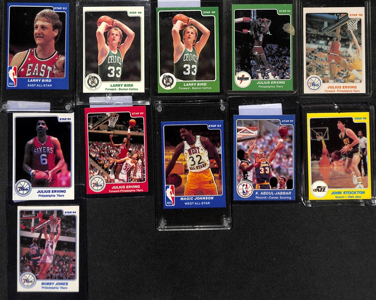 Huge Lot of 1983-86 Star Basketball Cards w. 10 Team Bags and HOF'ers Such as Larry Bird, Erving, Johnson, Stockton