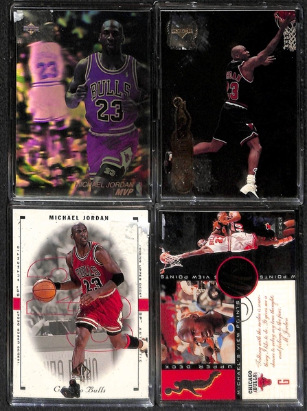 Lot of (21) Michael Jordan Basketball Cards and Inserts w. 1988 & 89 Fleer Stickers