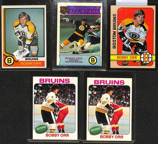 Lot of (20+) Mostly 1970s and 80s Topps Hockey Stars and Rookies w. Orr, Potvin, Hull, Park, and More