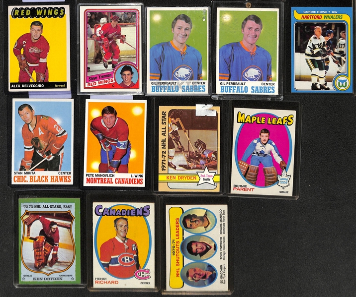 Lot of (20+) Mostly 1970s and 80s Topps Hockey Stars and Rookies w. Orr, Potvin, Hull, Park, and More