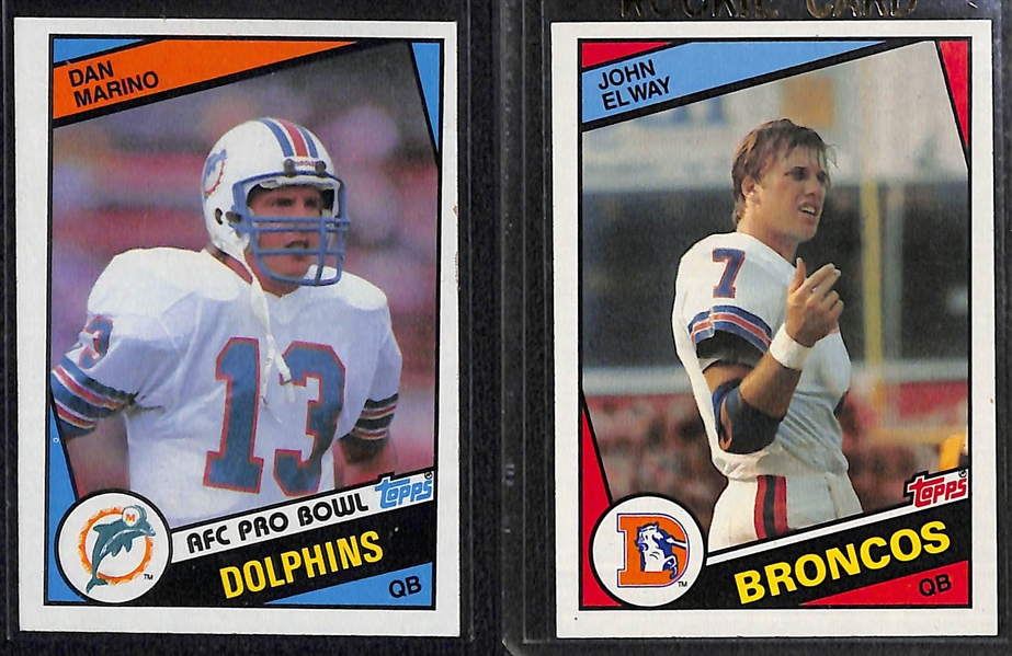 Lot of (14) 1980s Football Star Rookie Cards Feat. Marino, Elway, Rice, Taylor, Dickerson, D. Sanders, and More