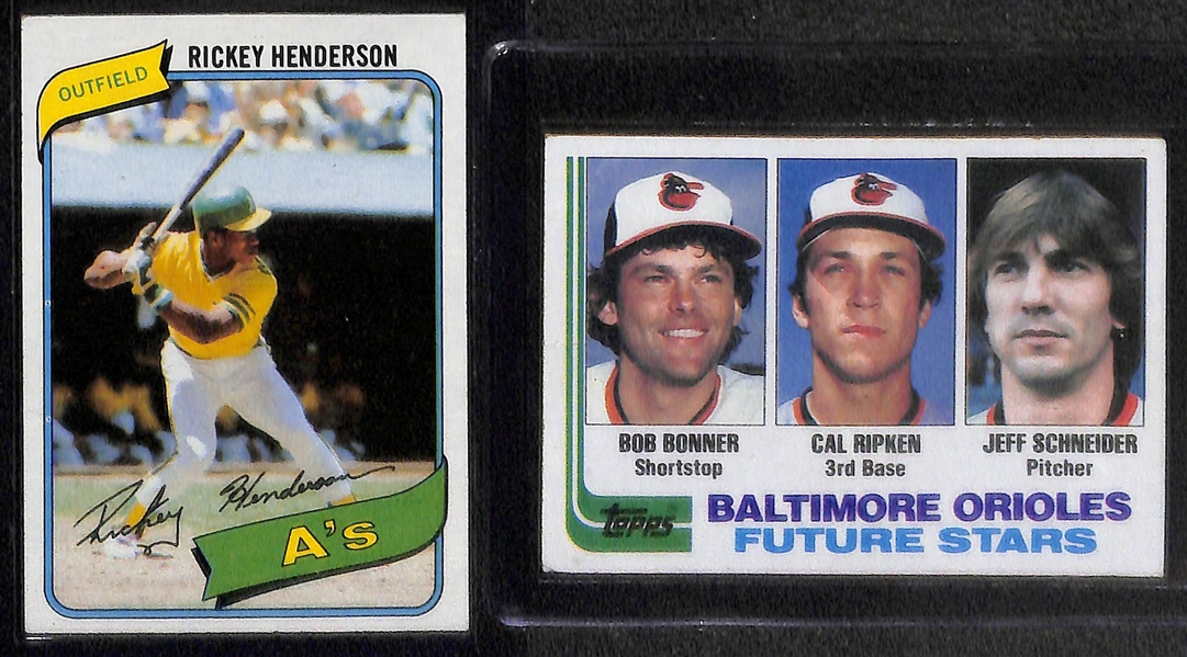Lot of (8) Mostly Baseball Hall of Fame Rookies w. Morgan, Molitor, Ripken, Henderson and More 