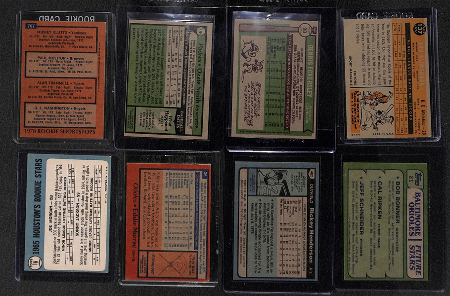 Lot of (8) Mostly Baseball Hall of Fame Rookies w. Morgan, Molitor, Ripken, Henderson and More 