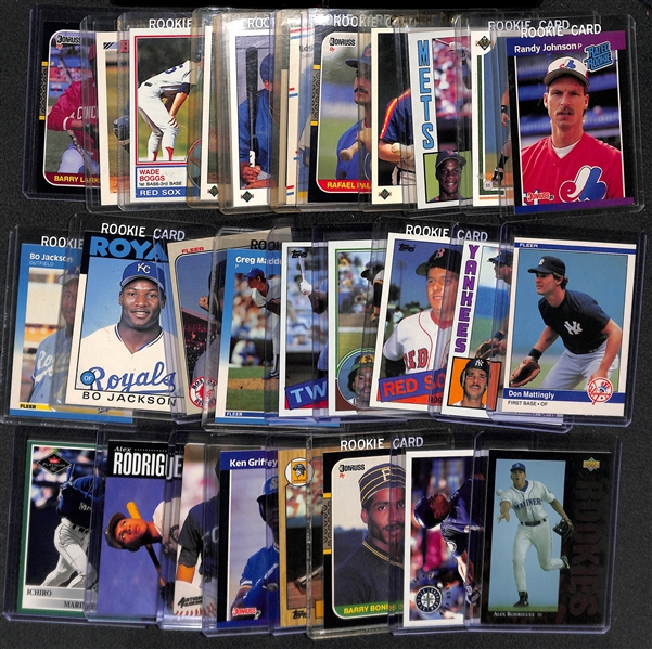 Lot of (30) Baseball Rookie Stars Feat. Clemens, Griffey Jr., Bonds, Mattingly, Ichiro, B. Jackson and More