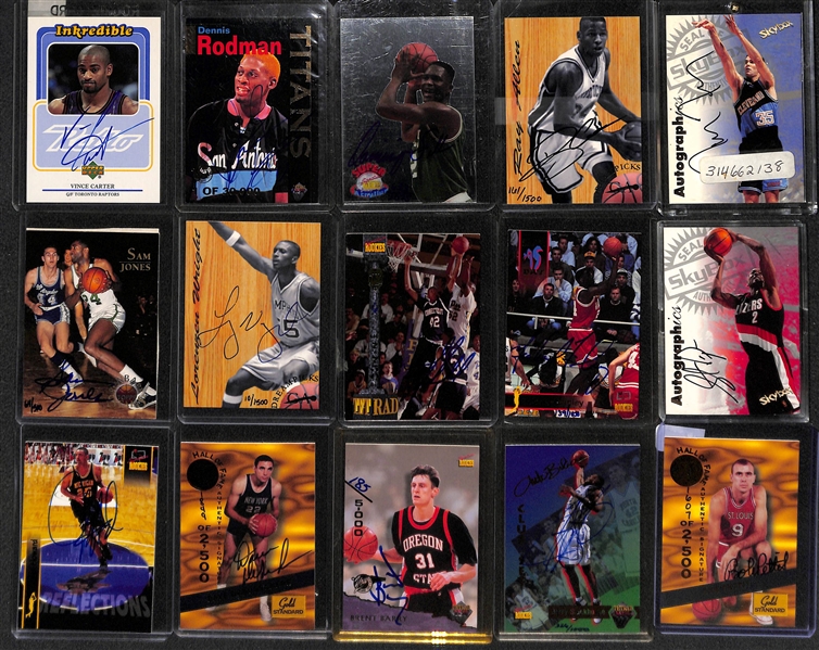 Lot of (50+) Autographed Basketball Card Lot Feat. Vince Carter, Dominique Williams, Dennis Rodman, and More