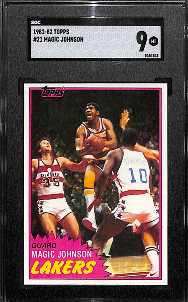 1981-82 Topps Magic Johnson SGC 9 and Larry Bird SGC 8.5  Graded Cards (2nd Year)