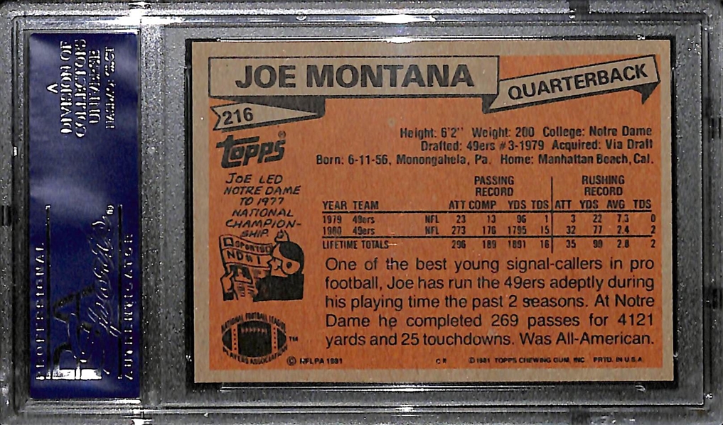 1981 Topps Joe Montana Rookie Graded PSA 8