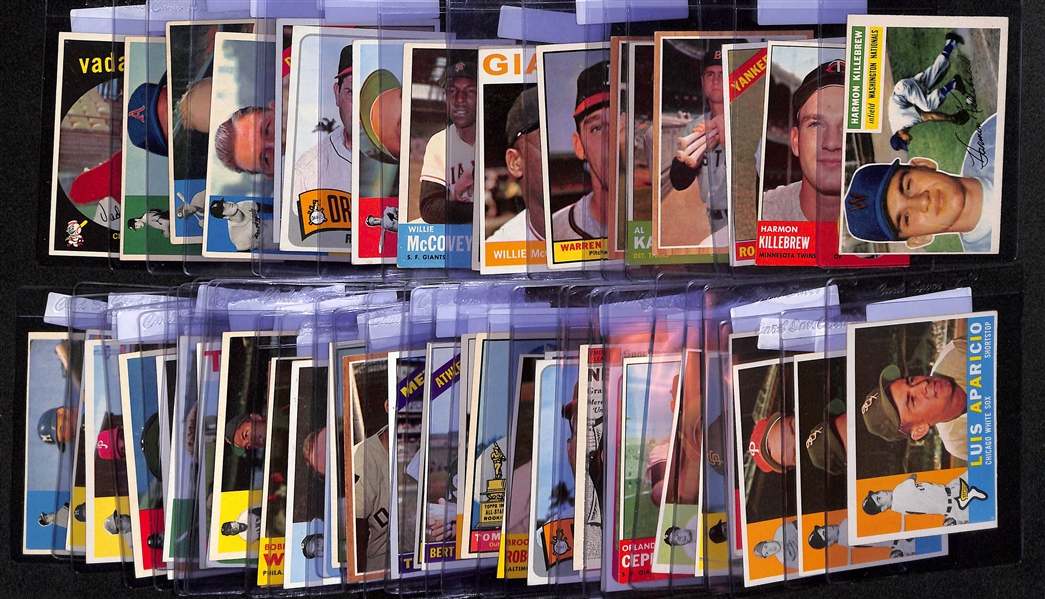 Lot of (50+) Mostly 1960s Topps Baseball Cards Feat. Yastrzemski, Spahn, Kaline McCovey, Maris, Killebrew, and More 