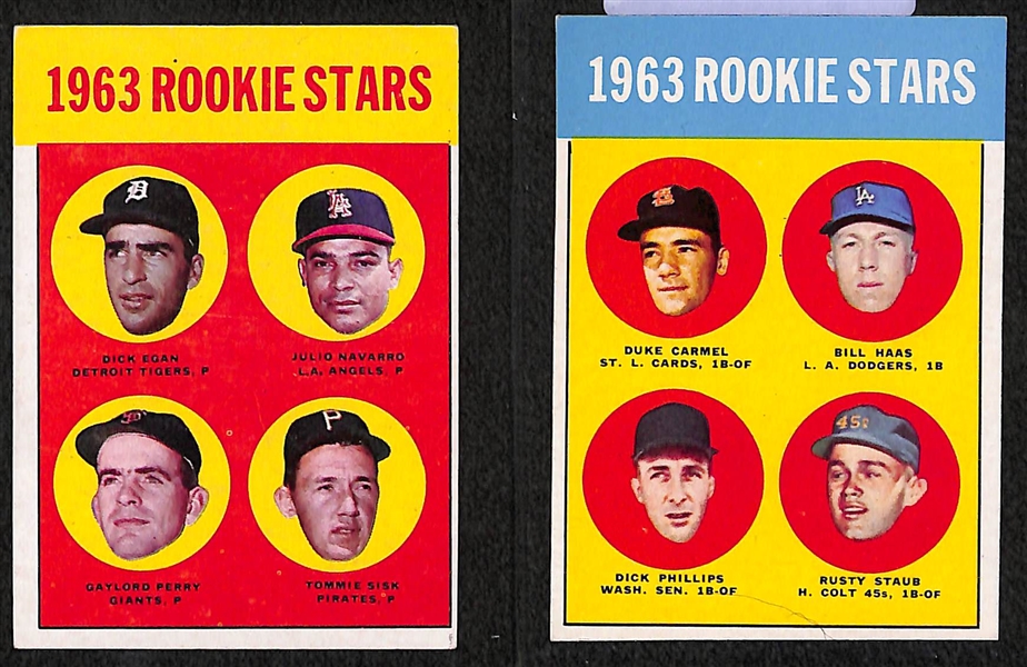 Lot of (17) 1963 & 1964 Topps Baseball Rookies w. Stargell, Perry, Staub, Piniella and Others