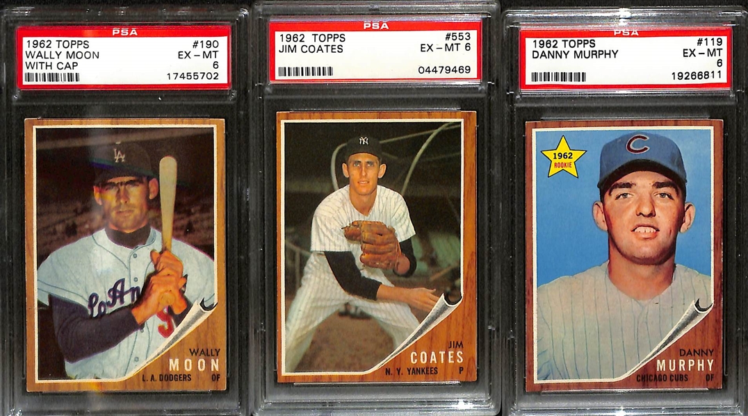 Lot of (22) 1962 Topps PSA Graded Baseball Cards w. Variations and Jim Fregosi Rookie PSA 6.5