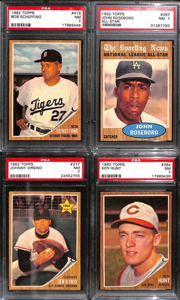 Lot of (17) 1962 Topps Baseball All Graded PSA 7 w. Ron Fairly and Gene Mauch