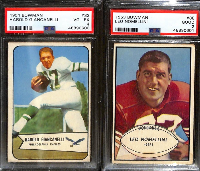 Huge Lot of (45+) 1950s Vintage Football Cards Feat. Blanda, Stautner, Perry and (8) PSA Graded