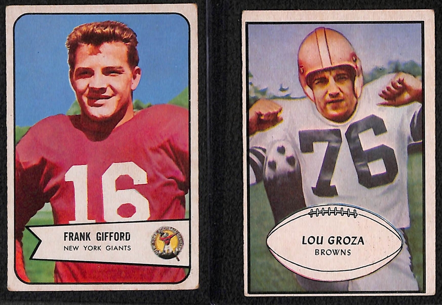Lot of (6) 1953 and 1954 Bowman Football Cards Feat. Frank Gifford and Lou Groza