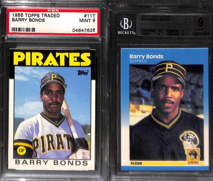 (10) Graded Cards - 1960 Bob Gibson (BCCG 7), (2) Mike Giancarlo Stanton Rookies (Inc. 2010 Bowman Chrome PSA 10), (7) Barry Bonds Rookies