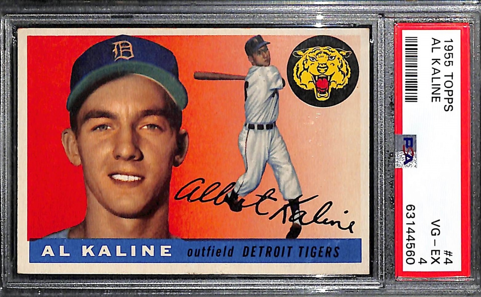 (3) 1955 Topps Graded Cards - Al Kaline #4 PSA 4, Eddie Mathews #155 PSA 7(OC), Warren Spahn #31 PSA 6
